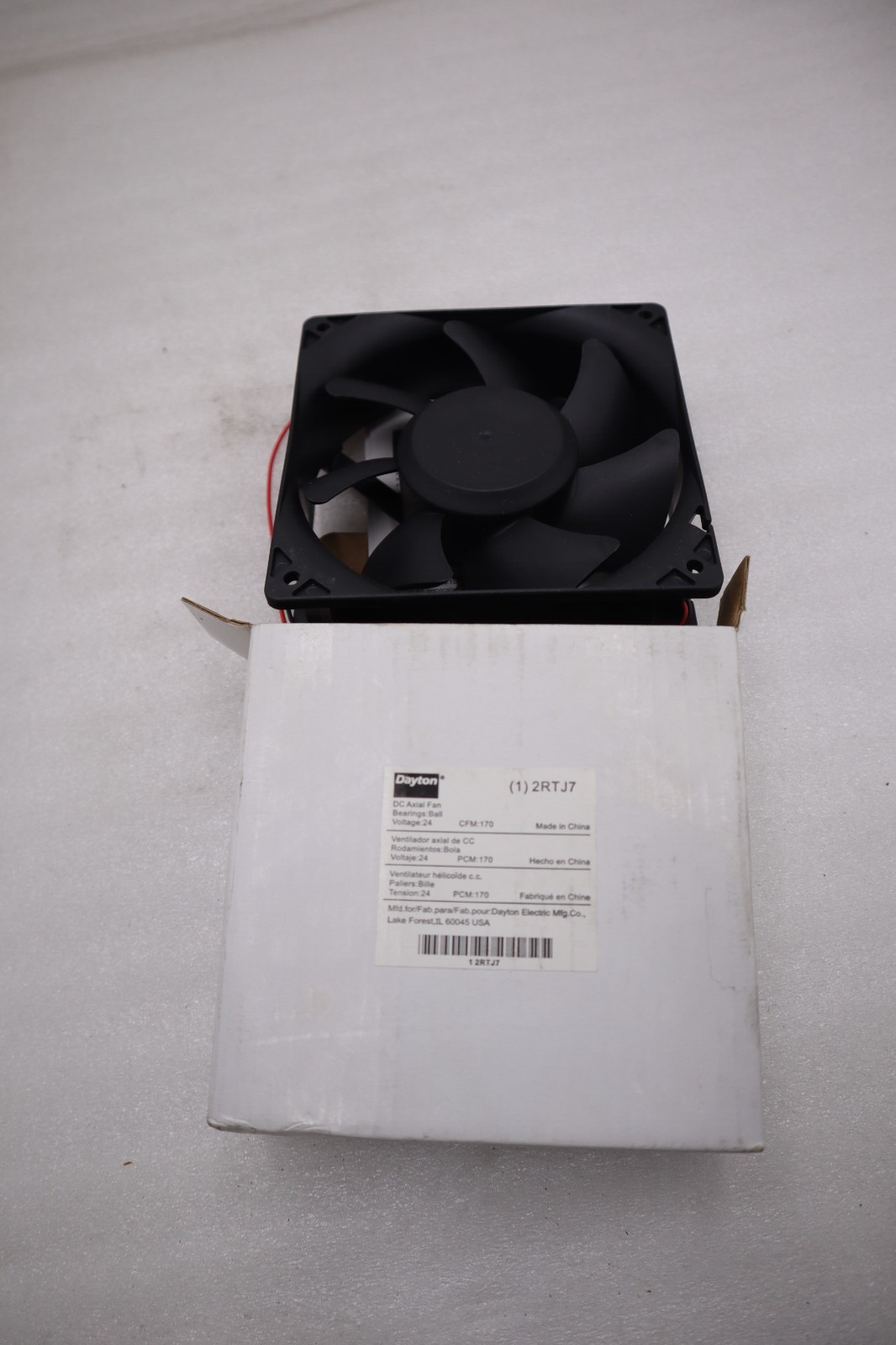 NEW Dayton 170CFM DC Axial Fan 2RTJ7 AMPS 0.57 Watts 13.7 STOCK H240A