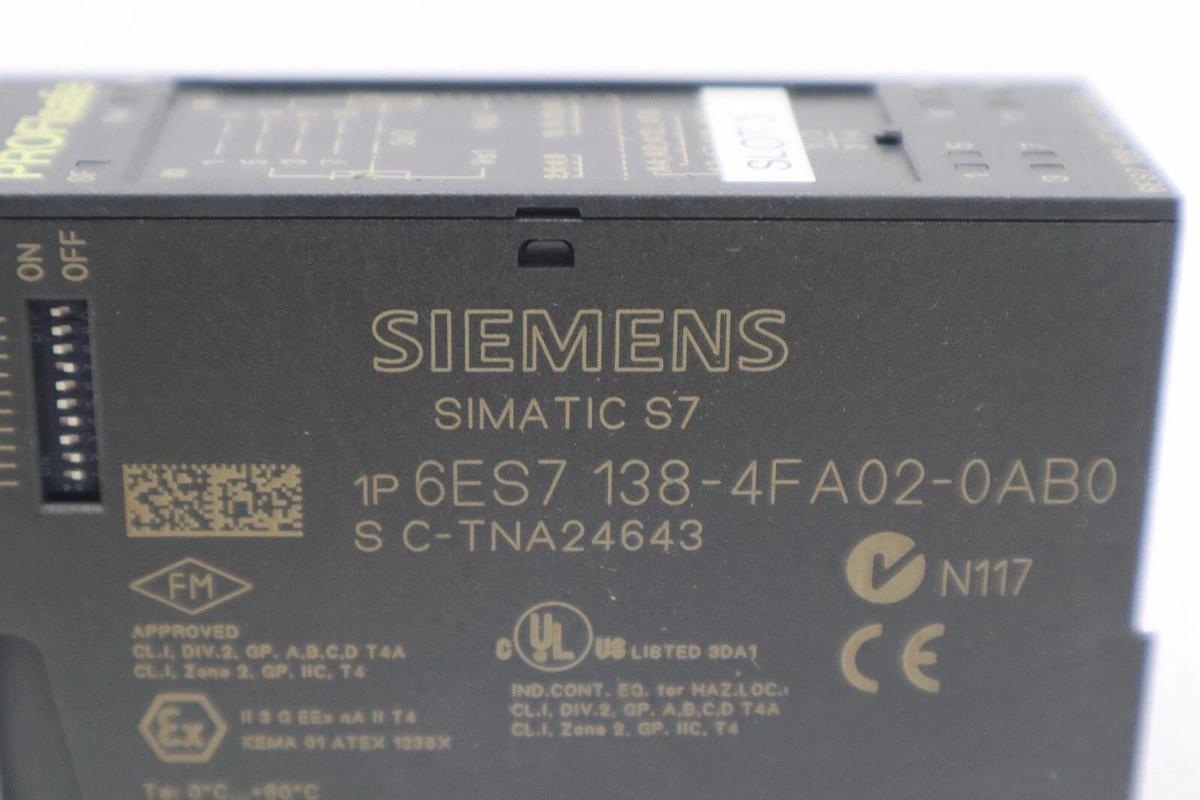 Used Siemens 6ES7-138-4FA02-0AB0 6ES71384FA020AB0 PROFIsafe Simatic S7 STOCK K-3936