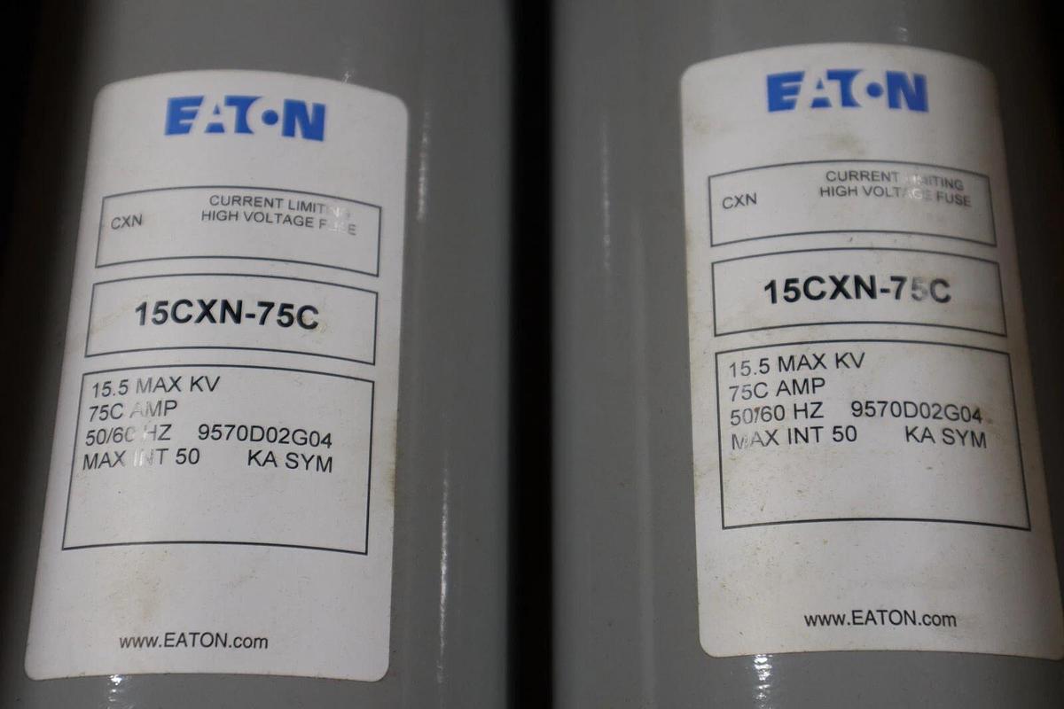 Used EATON CUTLER HAMMER (2) 15CXN-75C / 2 BARREL HIGH VOLTAGE FUSE NEW #G162
