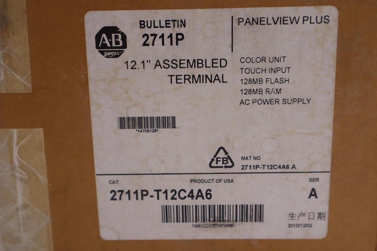 ALLEN BRADLEY 2711P-T12C4A6 / 2711PT12C4A6 PANELVIEW PLUS (BRAND NEW) STOCK 3515