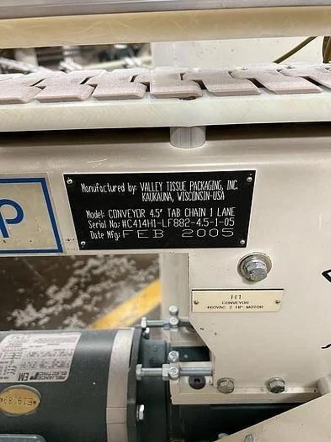 Used VTP VALLEY TISSUE PACKAGING MODEL 8450 SINGLE ROLL TISSUE WRAPPER