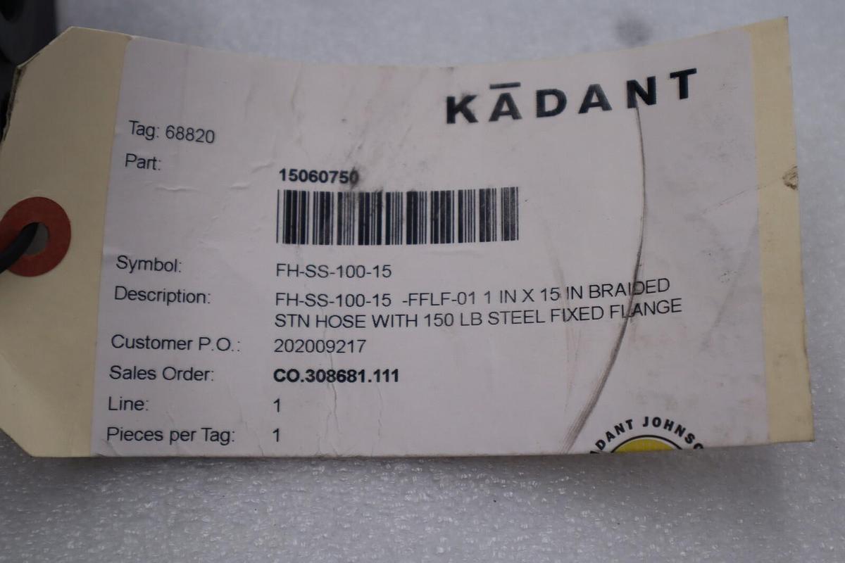 Kadant FH-SS-100-15 Johnson Flex Metal Hose FFLF-01 STOCK 1901