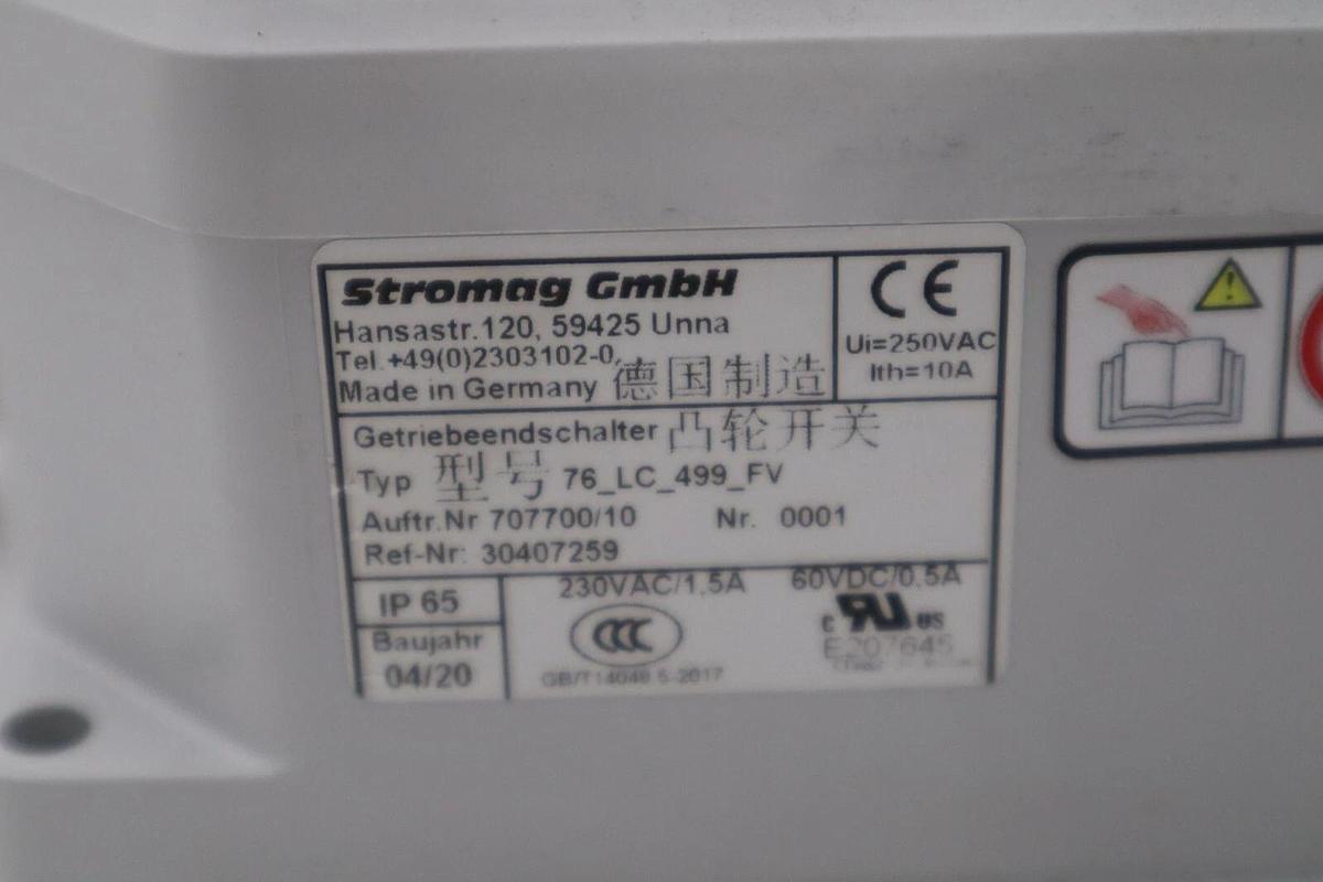 NEW STROMAG GMBH LIGHT CAM 707700/10 30407259 GEAR LIMIT SWITCH BOX STOCK G468A