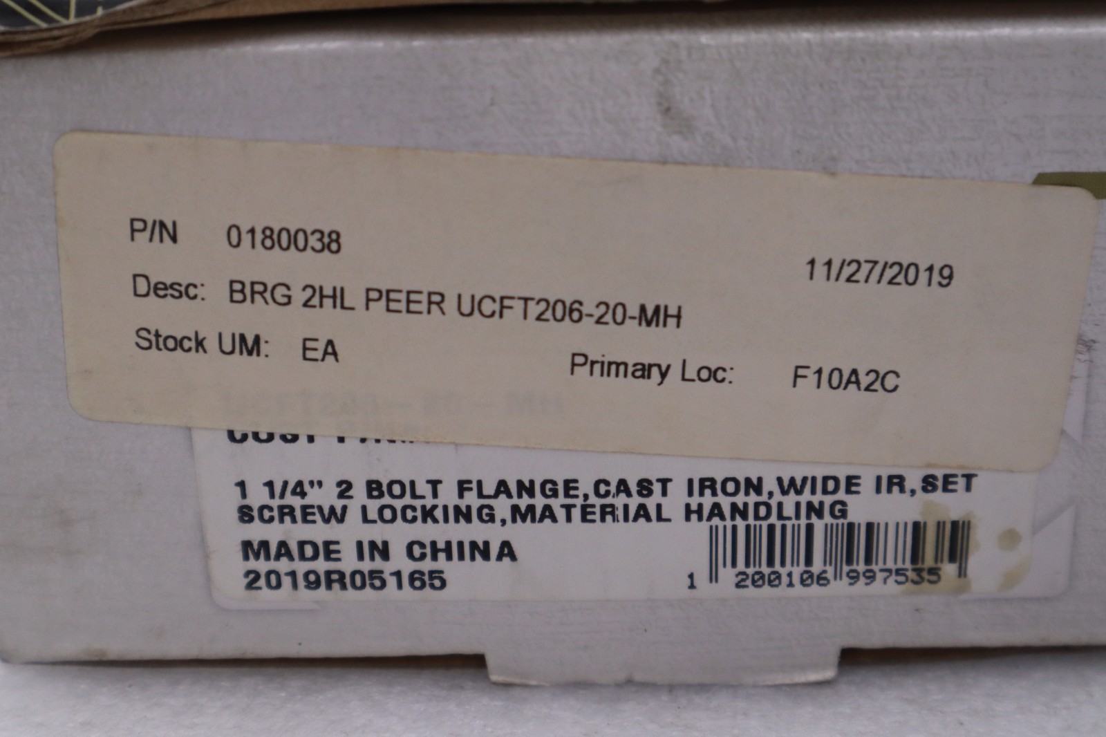 UCFT206-20-MH - PEER BEARING - FACTORY NEW STOCK H343A