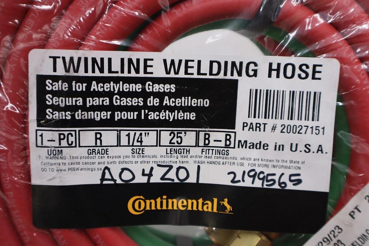NEW Grade R TwinLine Welding Hose 20027151 1/4 in x 25 ft STOCK H53