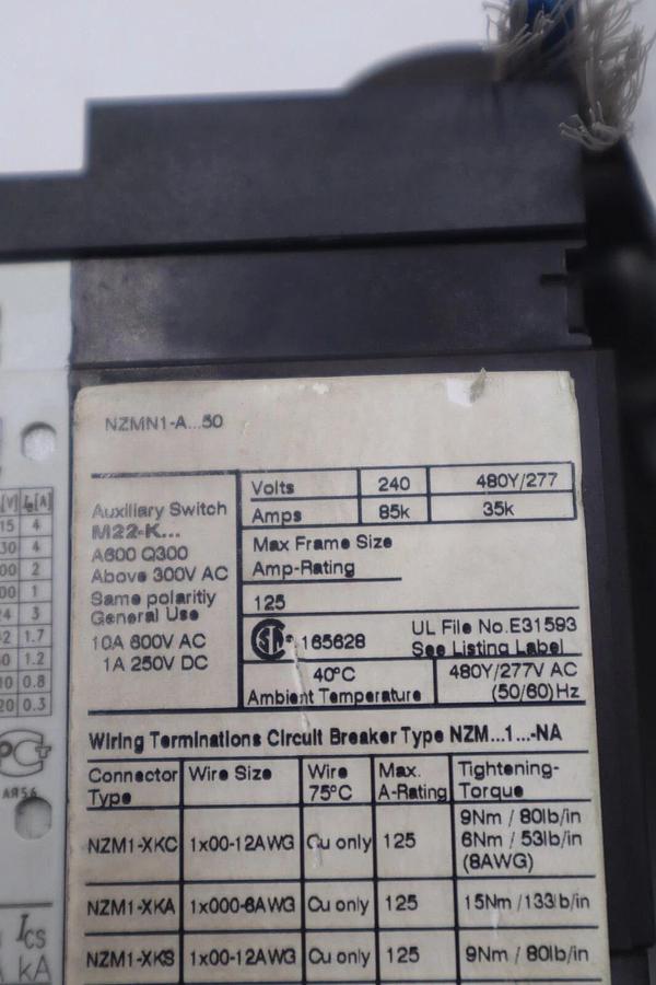 Used NZMN1A50 / NZMN1-A...50 EATON MOELLER BREAKER USED STOCK K-3475