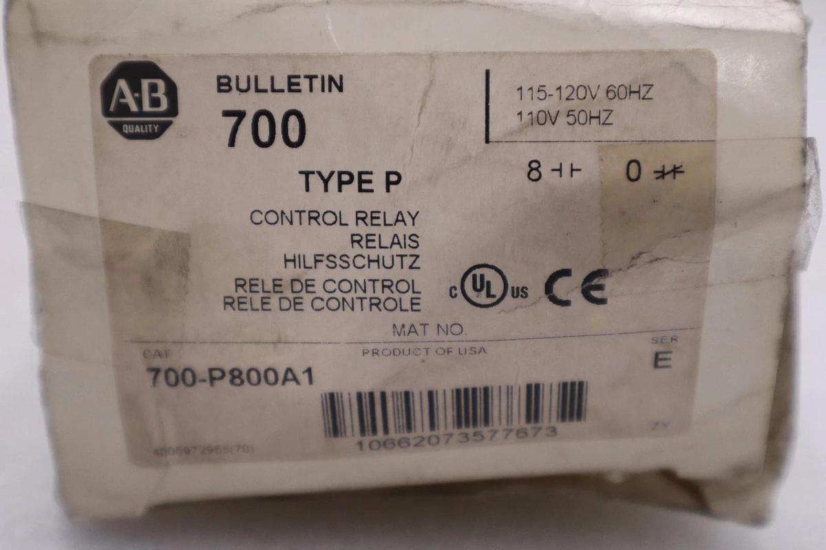 AB Allen-Bradley 700 Type P Control Relay 700-P800A1 115-120V STK GF833