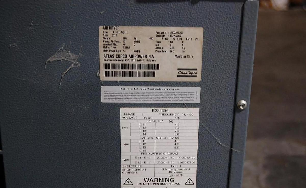 Used ATLAS COPCO FX16 / FX 16 (E14) AIR DRYER MANUFACUTURED 2018