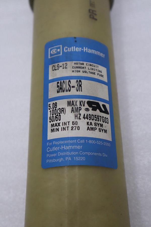 Used Cutler Hammer CLS-12/ 5ACLS-3R High Voltage Fuse 100(3r) NEVER USED SURPLUS H912