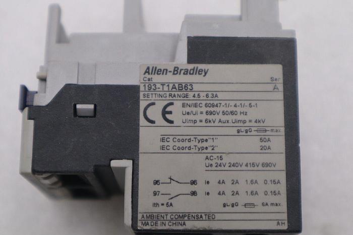 Thermal overload relay 193-T1AB63 SER A  4.5-6.3A 5 AVAILABLE NEW STOCK K-3389