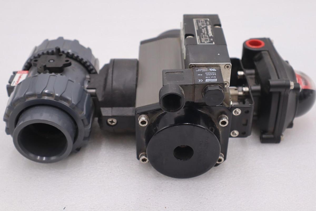 Used VALWORX 530175 AP075 PNEUMATIC ACTUATOR W/ 529102A SOLENOID 529910A VALVE #007-A