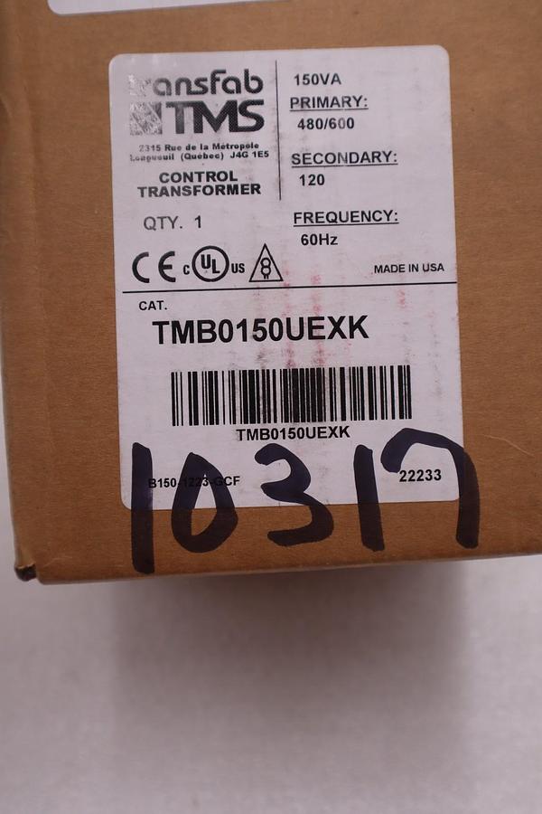 TRANSFAB TMS TMB0150UEXK CONTROL TRANSFORMER 480/600 60HZ - STOCK GF1049