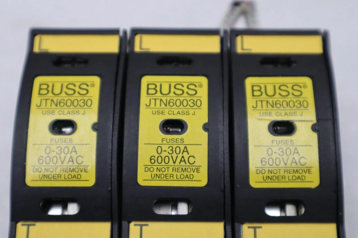 Used LOT OF SIX - BUSS JTN60030 Fuse Holder 0-30A 600VAC STOCK H1733