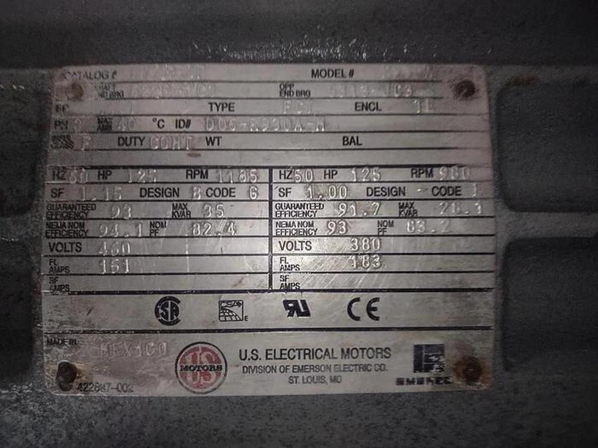 Used KADANT BLACK CLAWSON MODEL 24PS PRESSURE SCREEN WITH 125 HP MOTOR