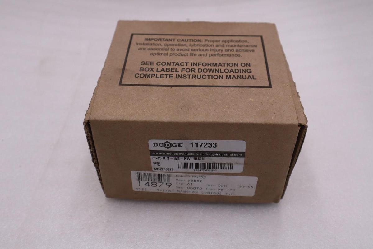 Dodge 117233 3535 X 3 -3/8-KW TAPER LOCK BUSH - NEW IN BOX - STOCK GF456A