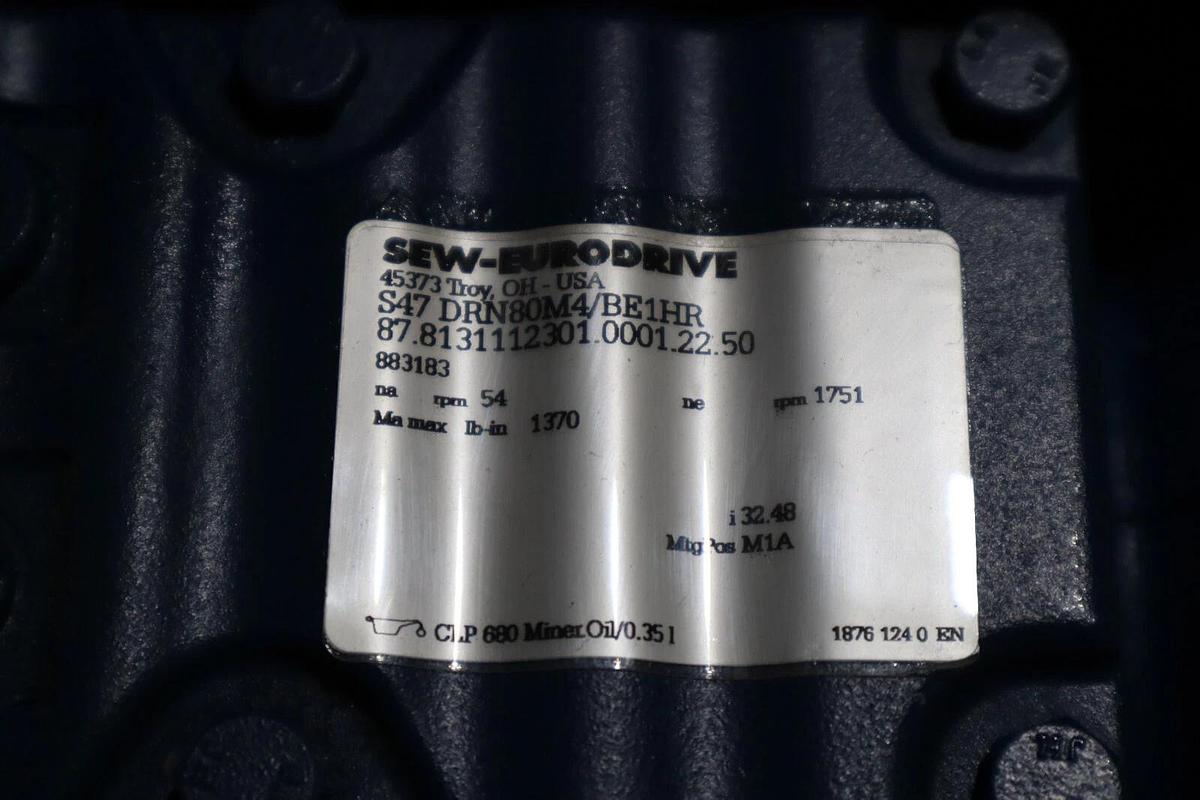 Used NEW Sew Eurodrive S47 DRN80M4/BE1HR Helical Worm Gearmotor STOCK H822