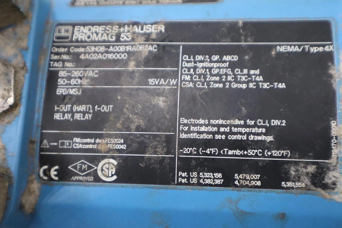Used Endress+Hauser 53H08-A00B1RA0B2AC Promag 53 Electromagnetic Flowmeter #GF677
