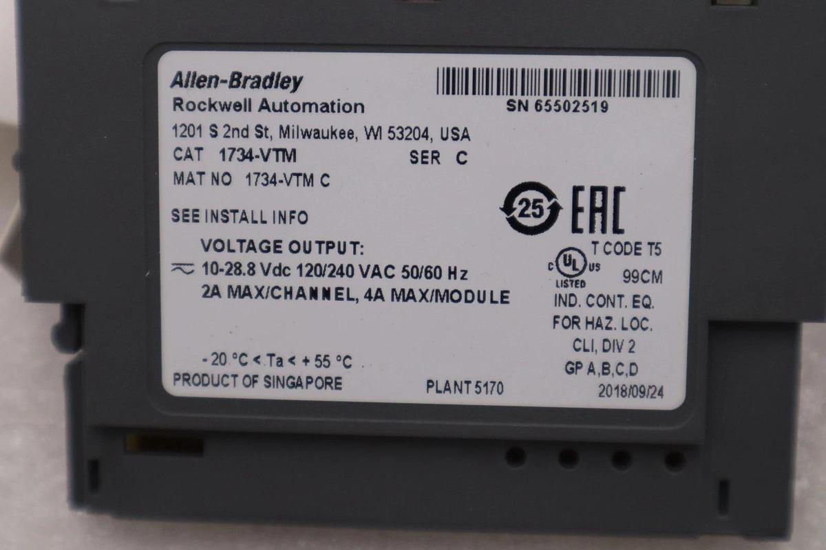 Used NEW ALLEN BRADLEY 1734-VTM PLC MODULE STOCK H1098A