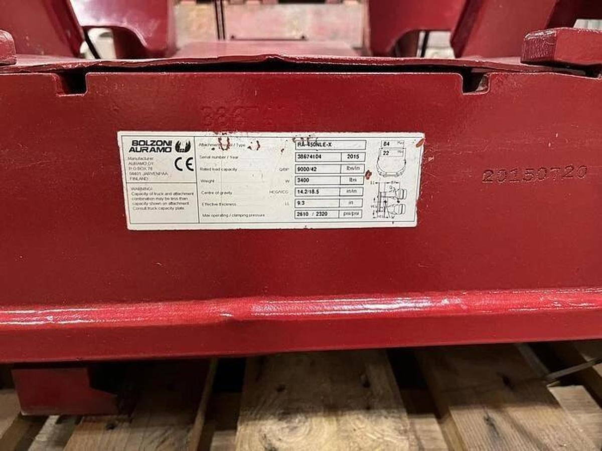 Used 84" BOLZONI AURAMO RA-450NLE-X PAPER ROLL CLAMP CLASS IV MANUFACTURED 2015