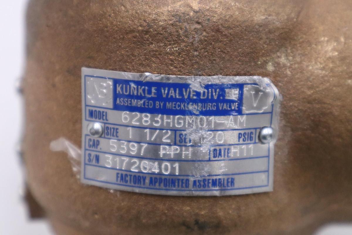 NEW Kunkle 6283HGM01-AM Pressure Relief Valve 1-1/2" STOCK 5994