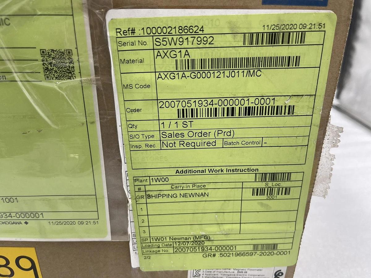 Used NEW YOKOGAWA ADMAG AXG MAGNETIC FLOWMETER AXG1A / AXG1A-G000121J011/MC STK 3401