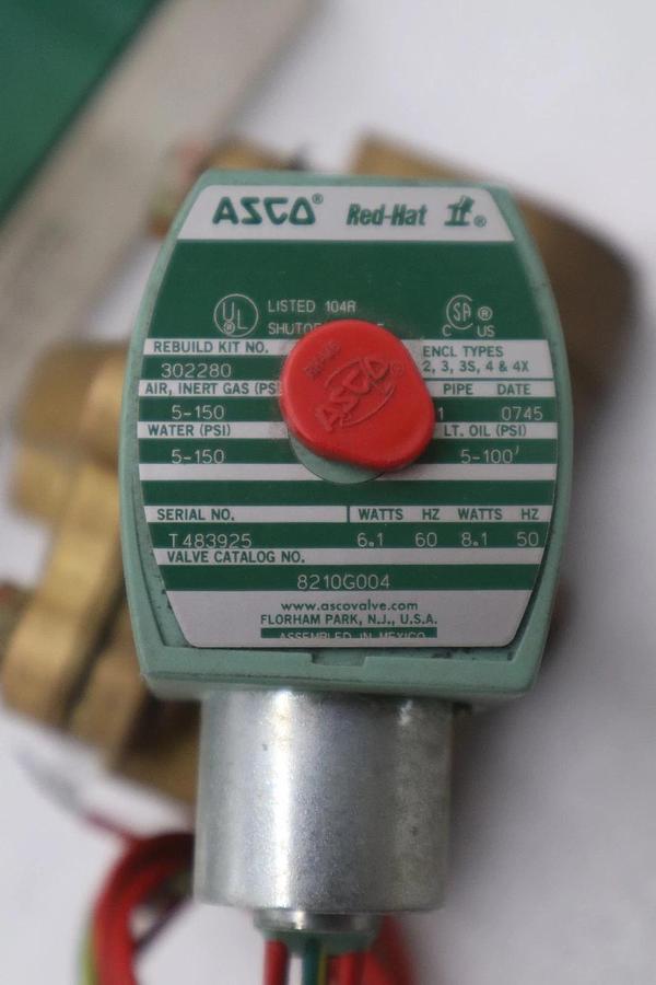 Used ASCO REDHAT 8210G004 Solenoid Valve, 2-Way, Norm. Closed - STOCK K-3252CC