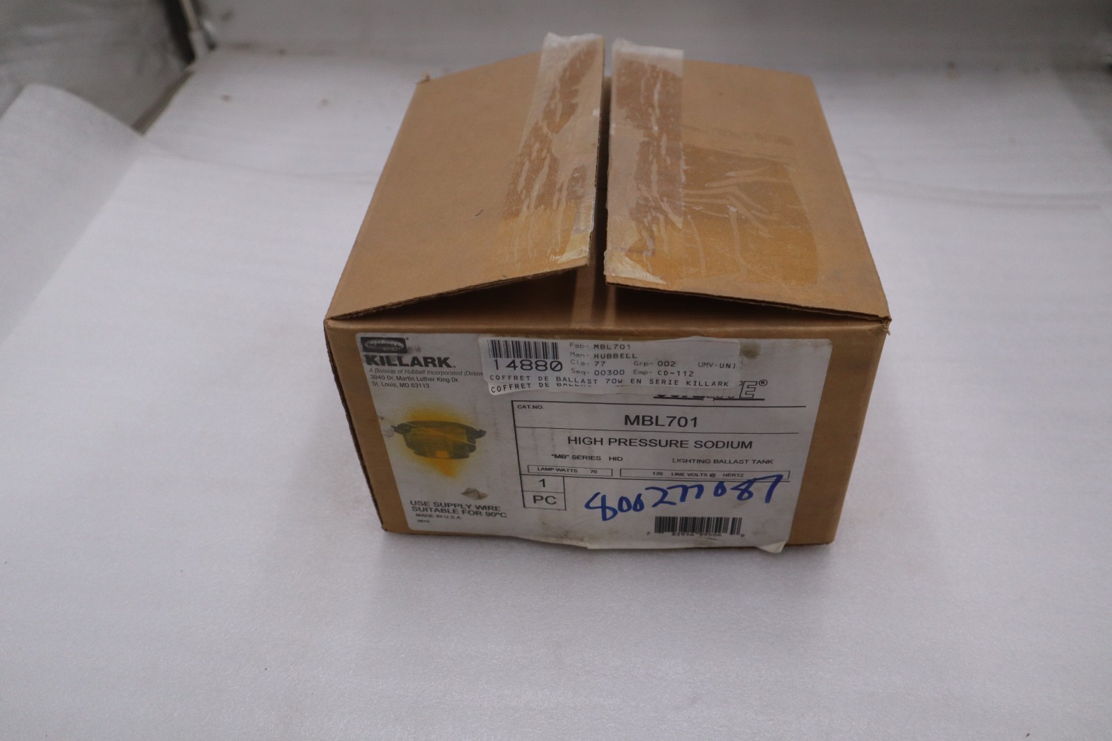 Used NEW OPEN BOX Killark MBL701 HID Fixture Ballast Tank STK GF958