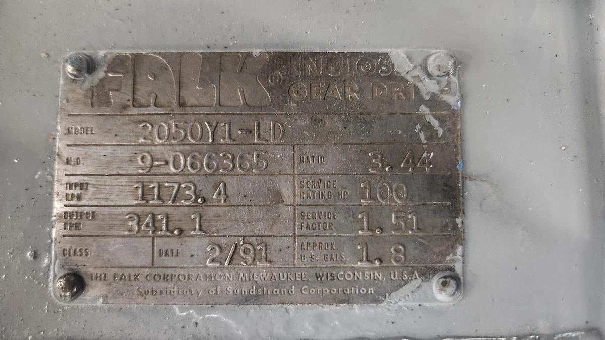 Used FALK ENCLOSED GEAR DRIVE SPEED REDUCER 3.44 RATIO 2050Y1-LD