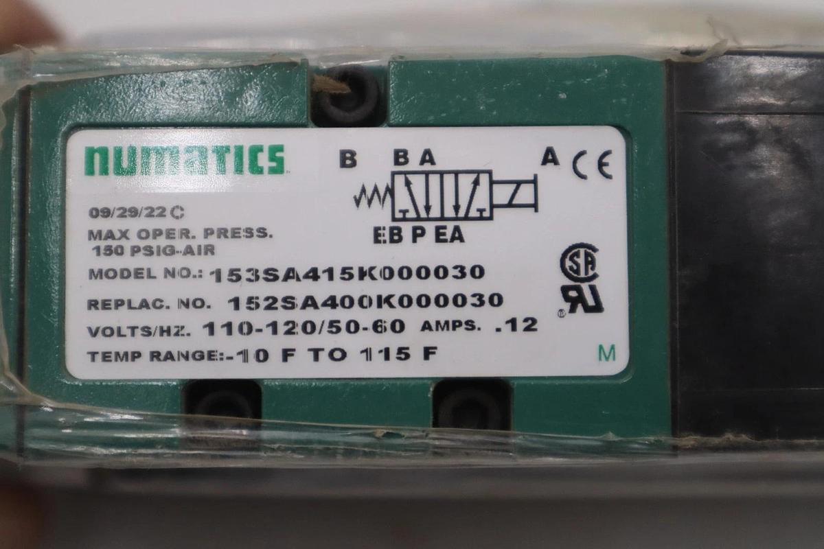 Used NUMATICS 153SA415K000030 110/120V 0.12A 150PSI- STOCK GF459A