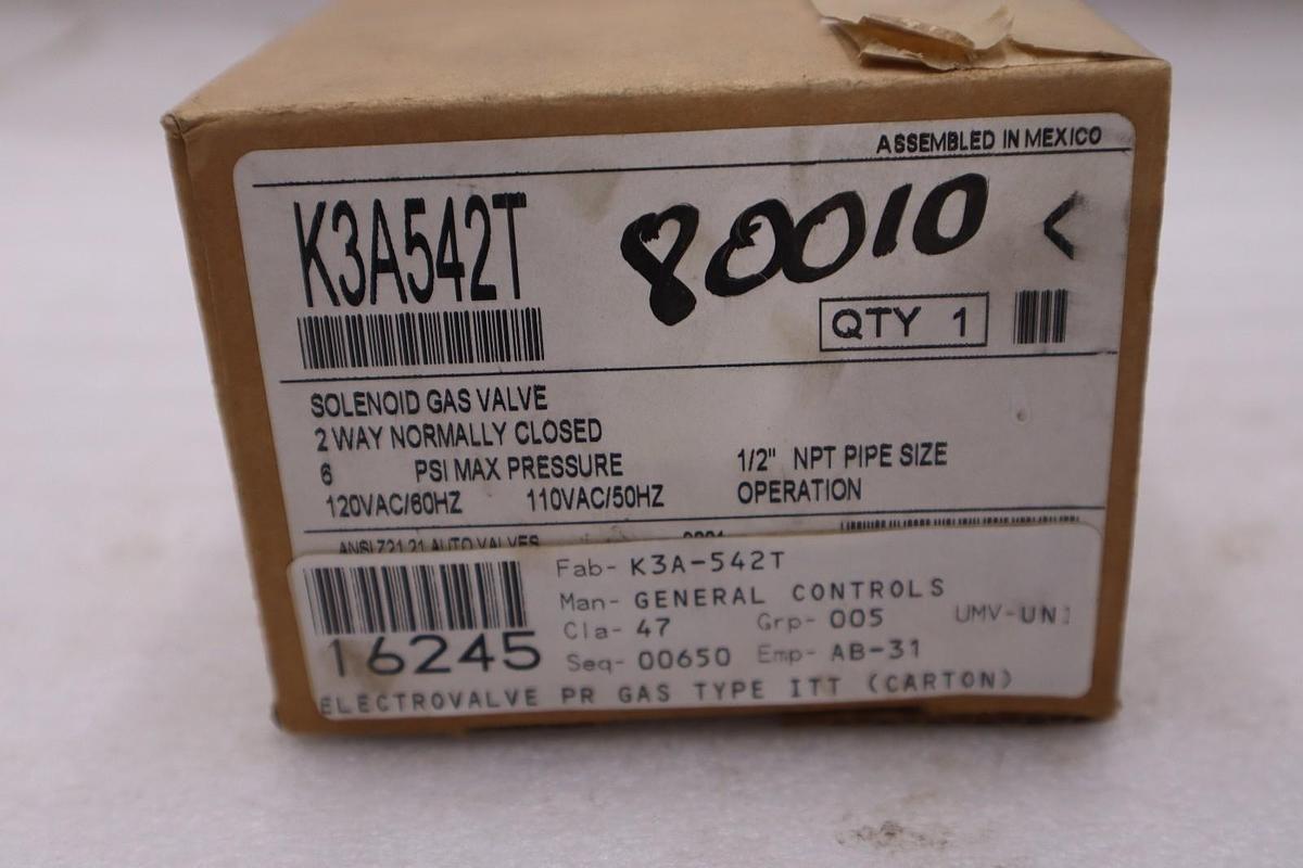 ASCO K3A542T 120V 1/2" NPT GAS SOLENOID VALVE - NEW IN BOX - STOCK GF512A