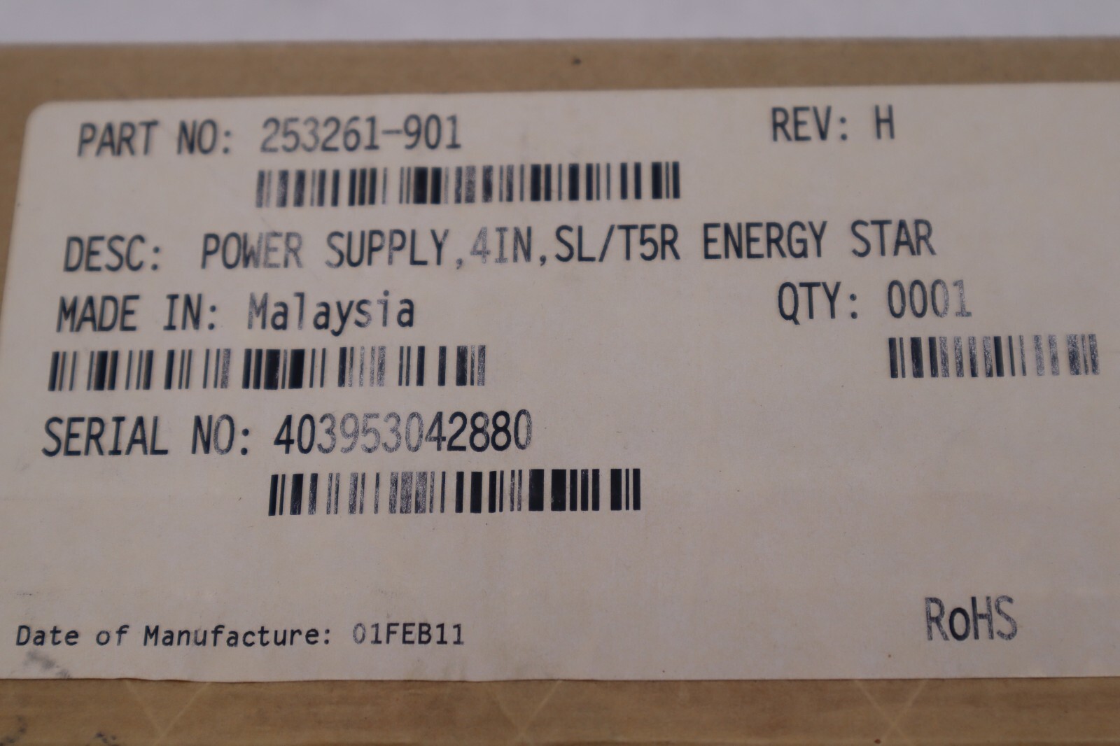 Used TSC 253261901 POWER SUPPLY 200WATT INPUT: 100-240VAC 50-60HZ STOCK B-1422