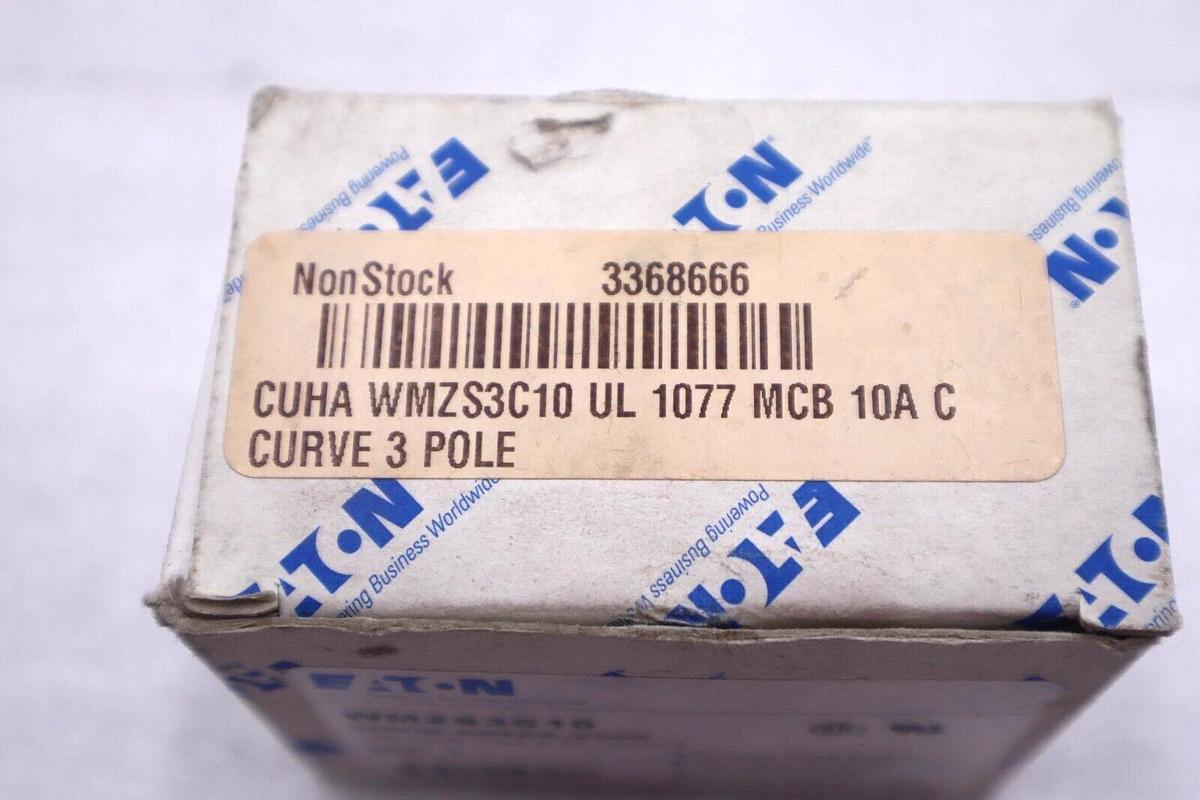 Eaton WMZS3C10 Miniature Circuit Breaker Curve 3 Pole 10 AC #K-2216