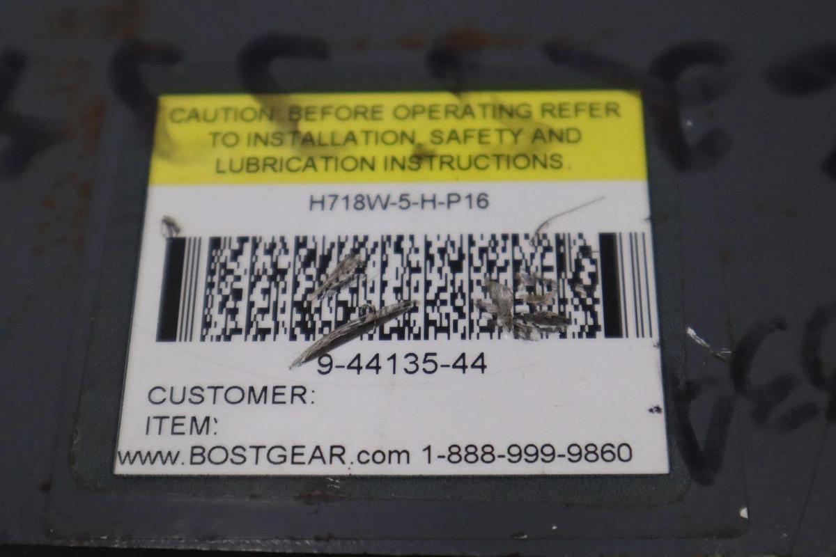 BOSTON GEAR H718-5-H-P16 Right Angle Hollow Shaft Worm Gear Speed Reducer #H981