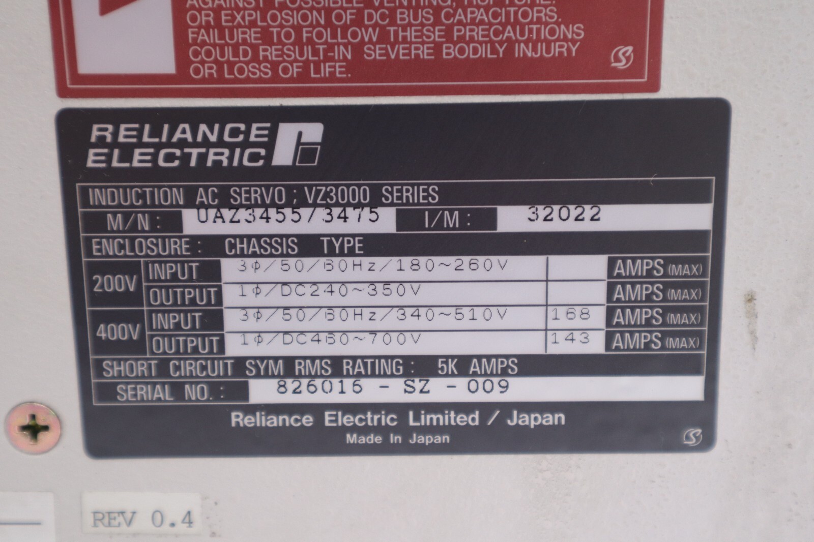 Used Reliance Electric UAZ3455/3475 Power Unit 32022 Chassis Type New Open Box #600-A