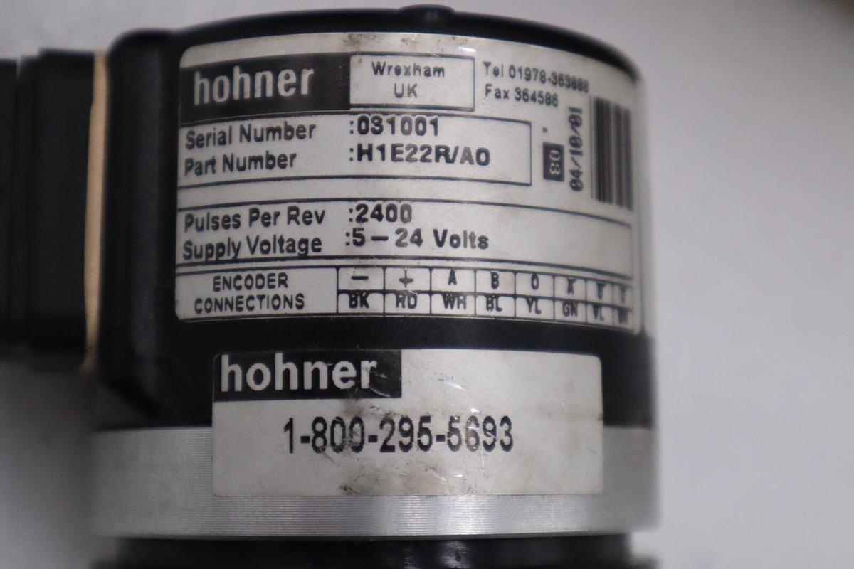 NEW Hohner Encoder H1E22R/A0 / 031001 5-24 VOLTS 2400P PER REV STOCK H1021