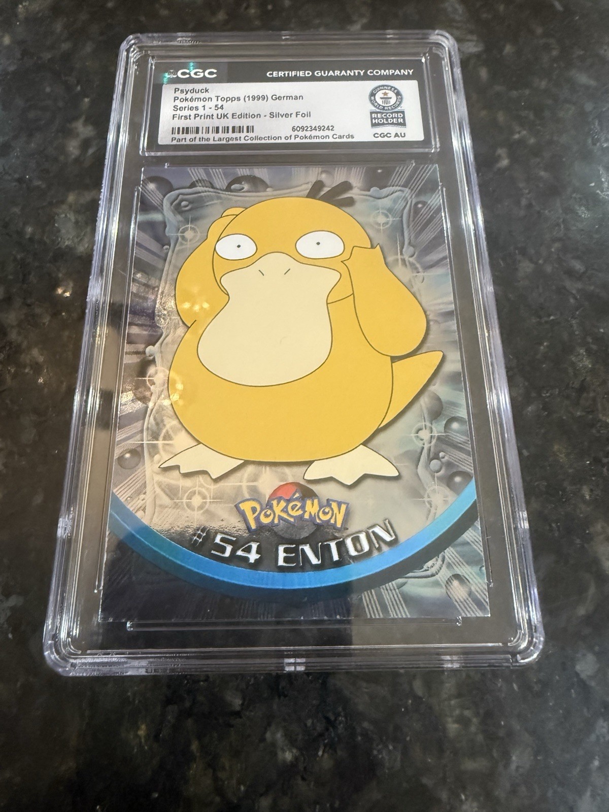 Used 1999 German Enton Psyduck Pokemon Topps Series 1 54 First Print CGC WORLD RECORD