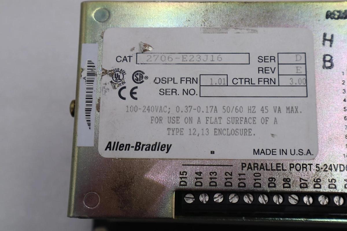 ALLEN BRADLEY 2706-E23J16 SERIES D DATALINER DISPLAY OPERATOR INTERFACE STK 2196
