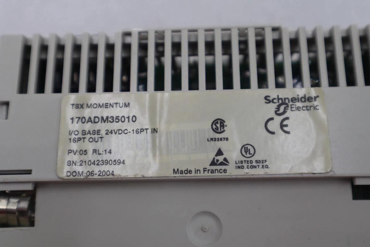 Used Schneider Electric 170ADM35010 PLC I/O Base 24VDC-16PT IN/OUT #4103