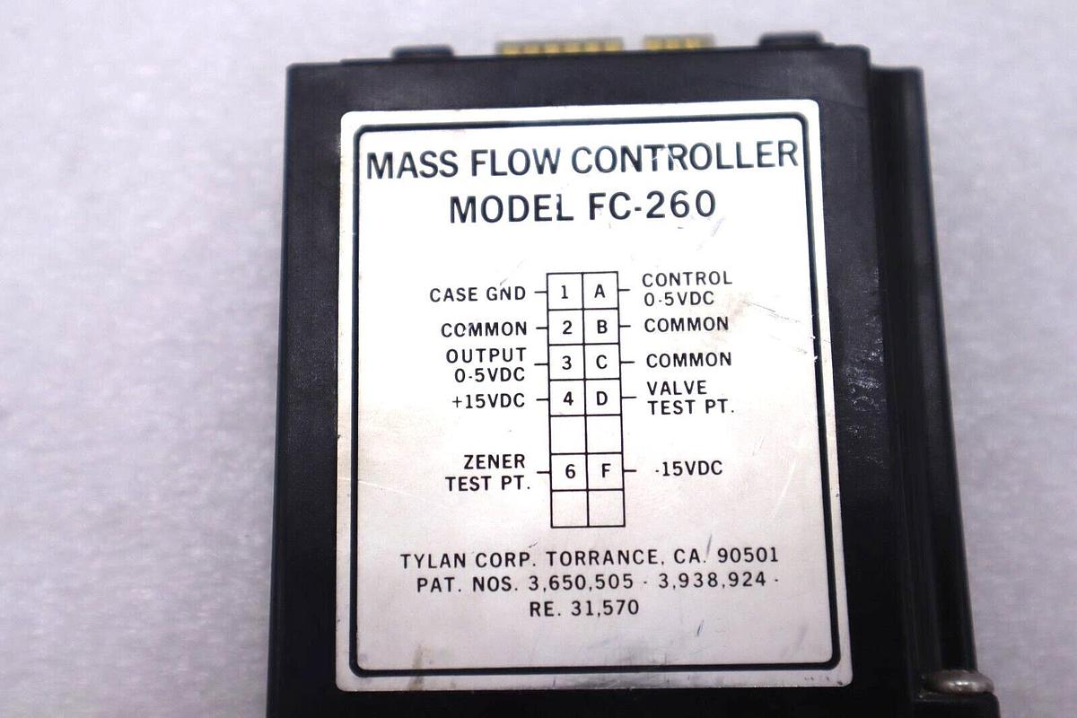 TYLAN MODEL FC-260 MASS FLOW CONTROLLER 150 PSIG MAX S/N AA804014 2 SLPM #K-1846