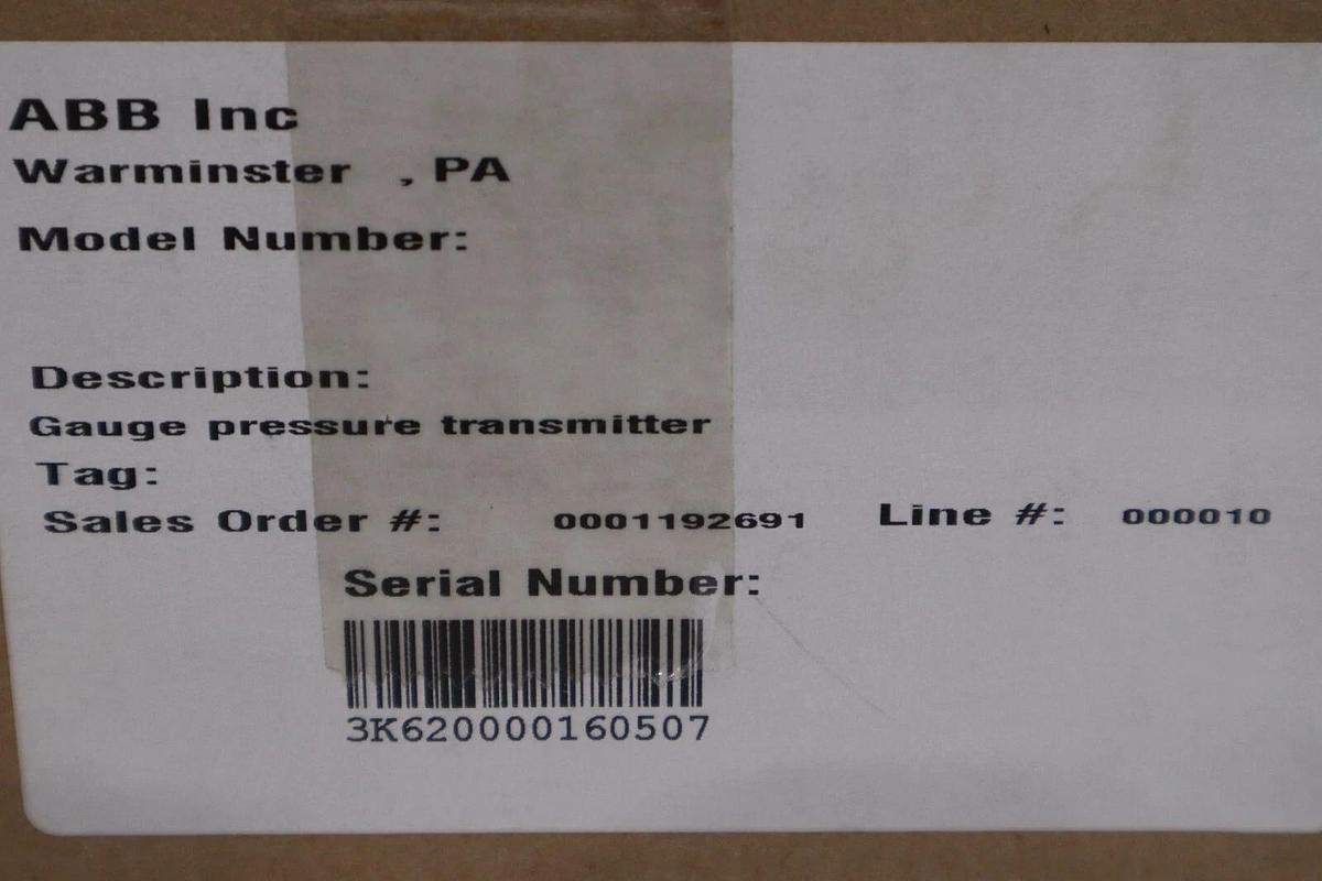 Used ABB INC 3K620000160507 266 GAUGE PRESSURE TRANSMITTER STOCK #G-121A