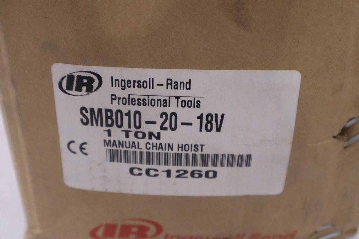 Used Ingersoll Rand SMB010-20-18V Silver Series Manual Hoist | 20' 1 TON STOCK HP-190