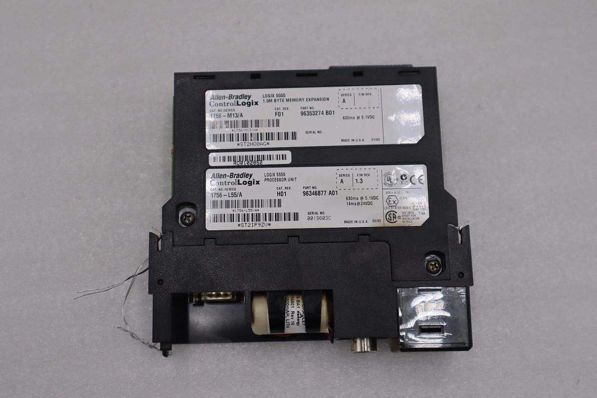 Used Allen Bradley 1756-L55 /A W 1756-M13 ControlLogix Processor STOCK 849C