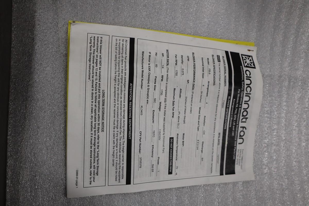 Baldor Reliance KL3403 .25HP 115/230V Fr. 56C Industrial Motor - STOCK HP-178