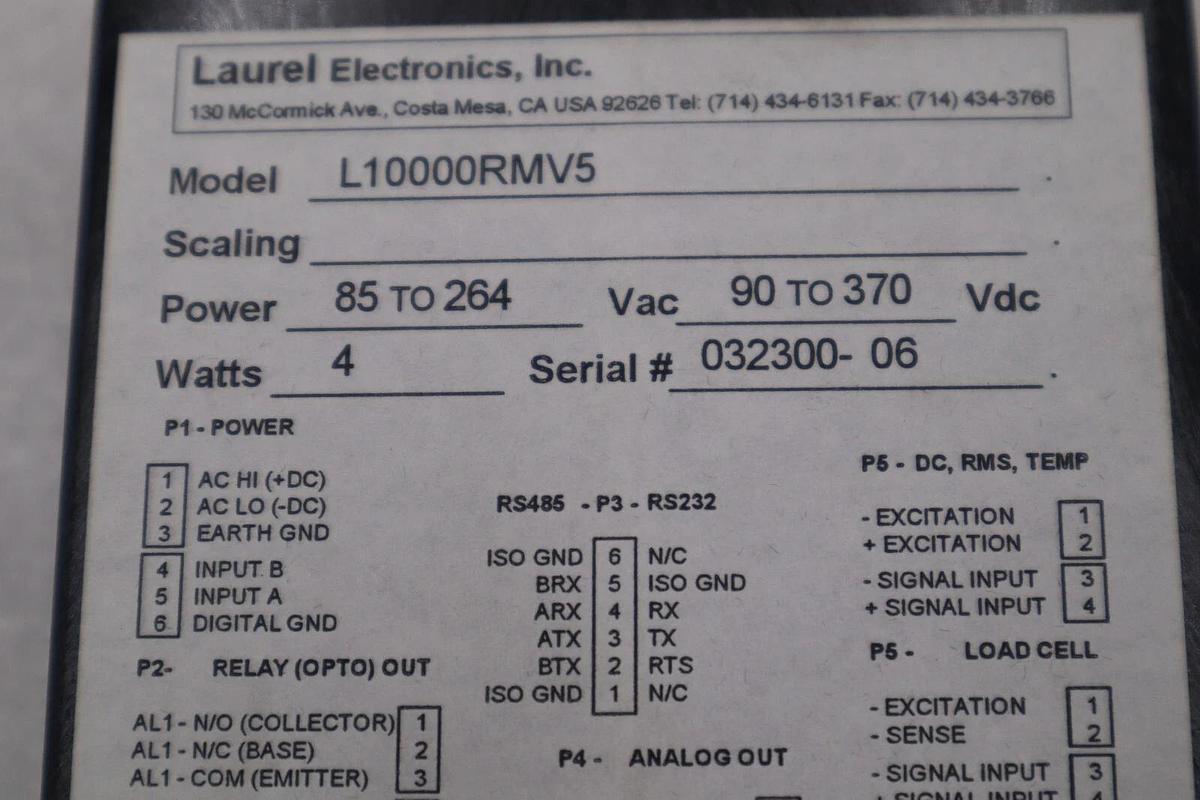 Laurel Electronics Laureate™ L1000/L2000 Digital Panel Meter l10000rmv5 #2207A