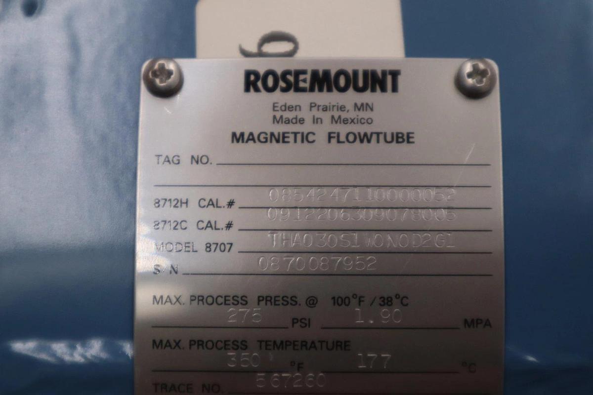 Rosemount 8705THA030S1W0N0D2G1 Magnetic Flowtube 8” 150 NEW WITH BOX STOCK GF516
