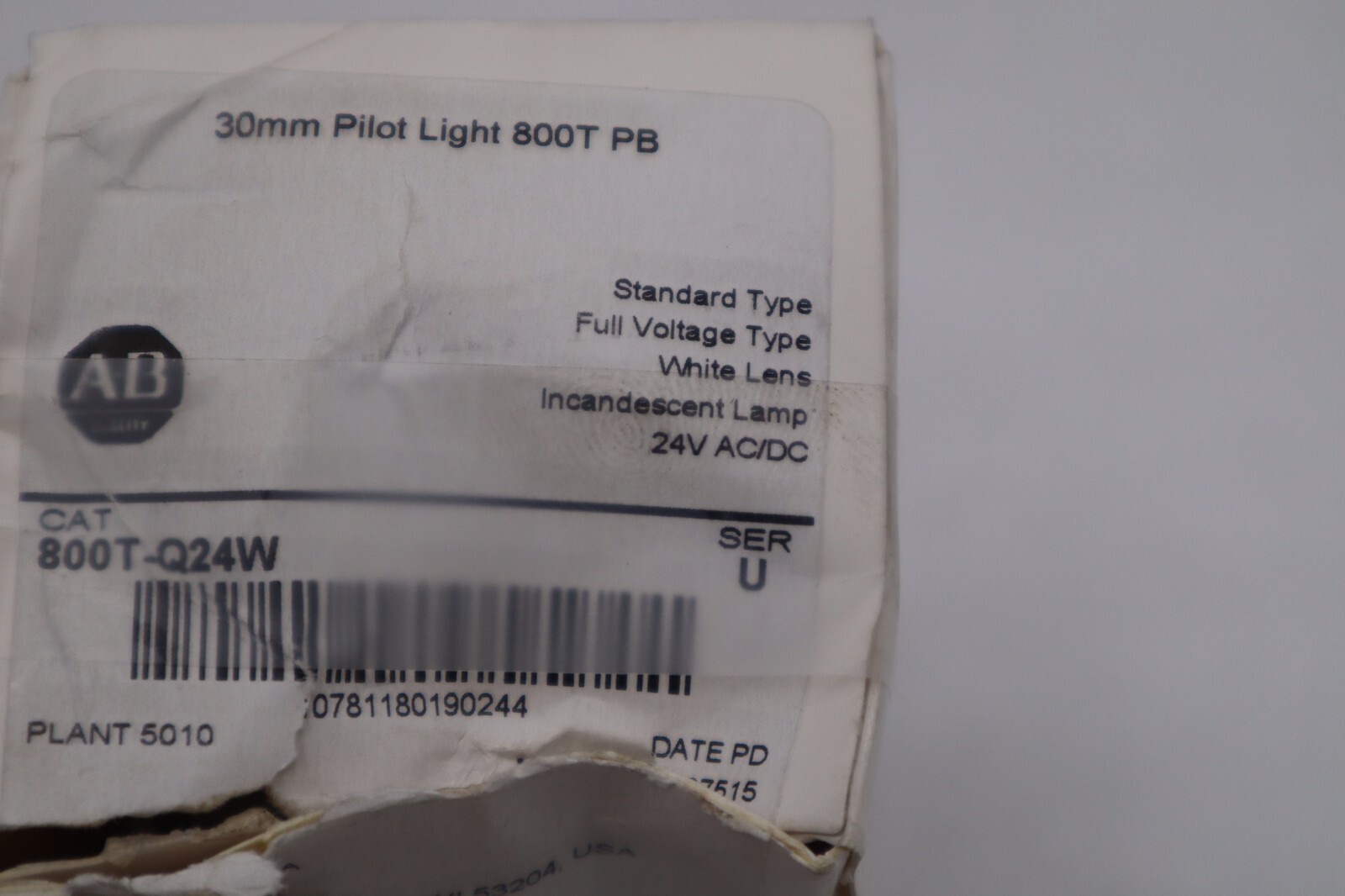 NEW Allen Bradley 800T-Q24W white pilot light Ser U 24V STOCK G704A