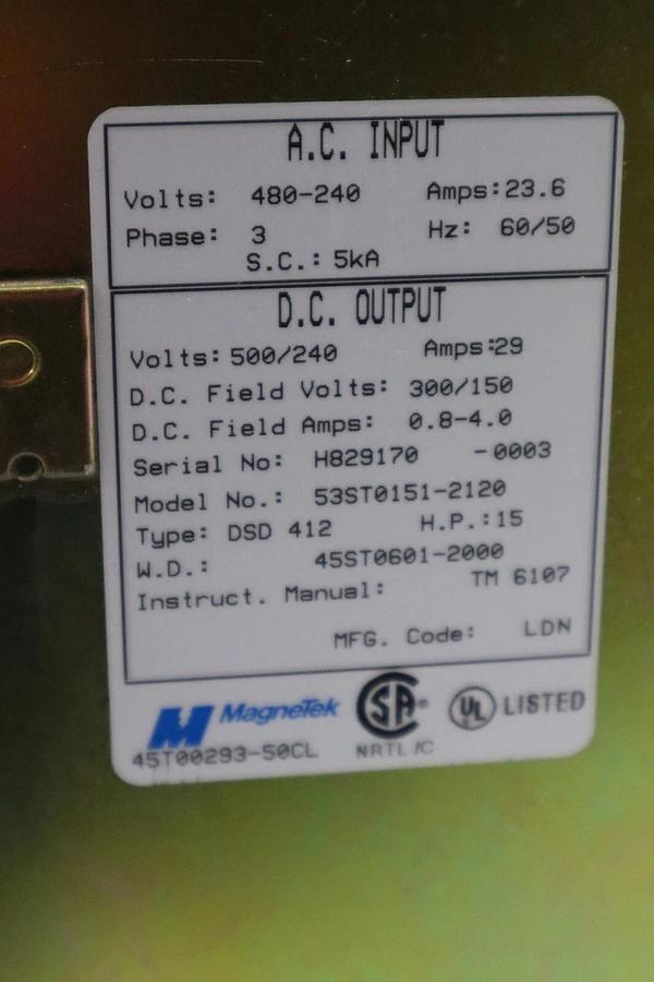 Used MAGNETEK 53ST0151-2120 / 53ST01512120 AC INPUT STOCK 2097A