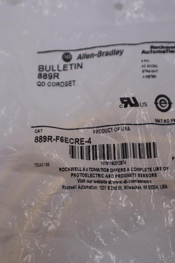 NEW Allen Bradley 889R-F6ECRE-4 Ser B AC Micro 6-Pin 4m QD CORDSET STOCK H1054