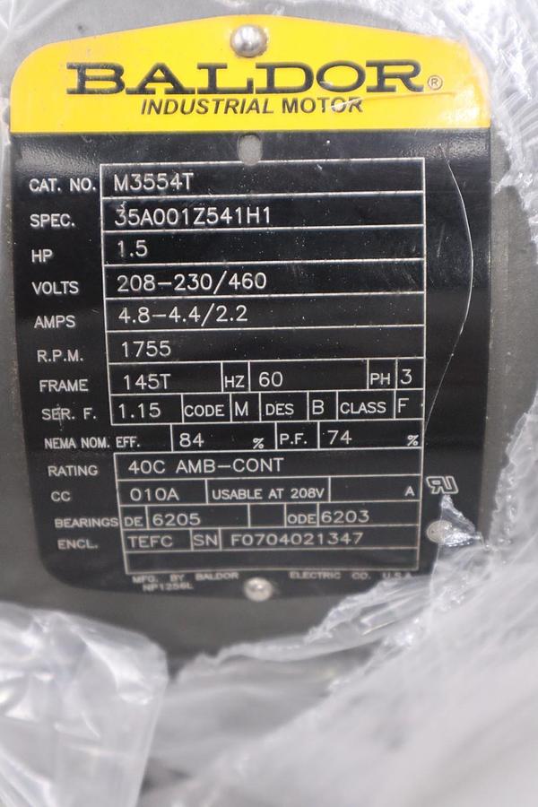 Used BALDOR M3554T 35A001Z541H1 208-230/460V 5.1-4.8/2.4A NEW UNIT STOCK HP-183