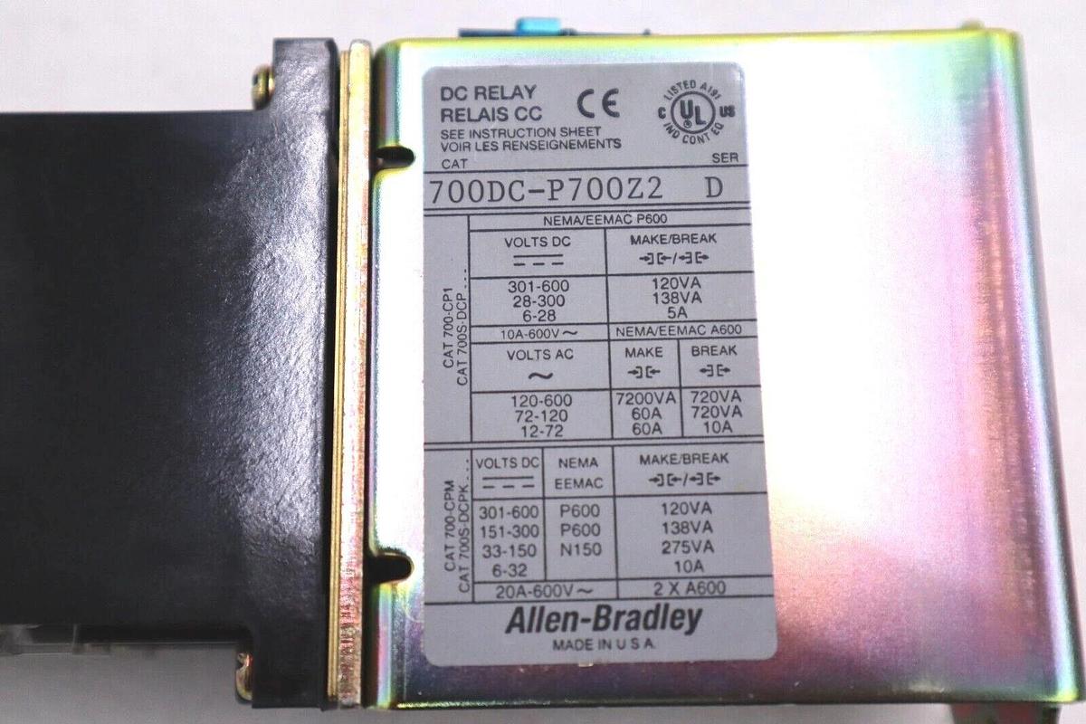 Used ALLEN BRADLEY BULLETIN 700DCP700Z2 DC RELAY RELAIS CC SERIES D #L-225